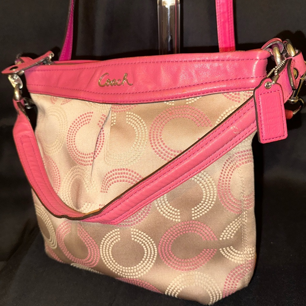 Coach Pink and Beige ‘Ashley’ Crossbody Shoulder Bag